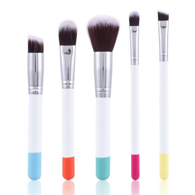 (5 Piece) Color Block Cosmetic Brushes